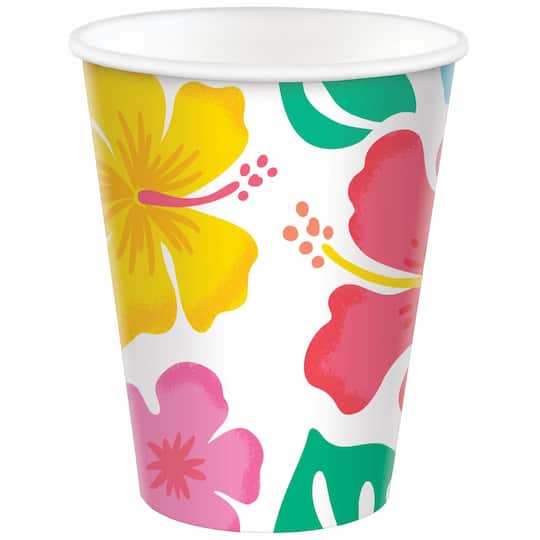 9oz. Summer Hibiscus Paper Cups, 50ct.